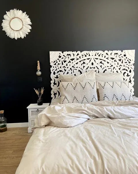 Tête De Lit En Bois Sculpté 180 Blanc