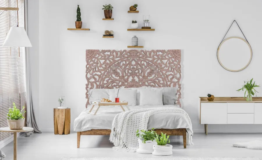 Tête De Lit En Bois Sculpté 160 Marron