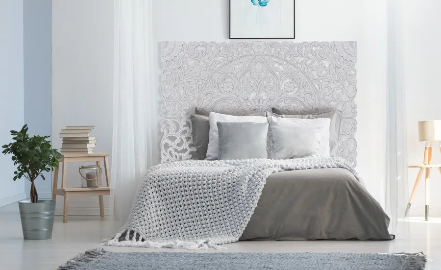 Tête De Lit En Bois Sculpté 180 Blanc