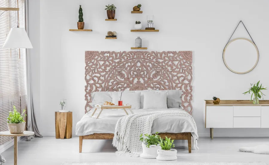 Tête De Lit En Bois Sculpté 180 Marron