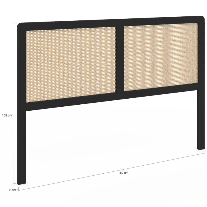 Tête De Lit Rotin Cannage 160 Noir