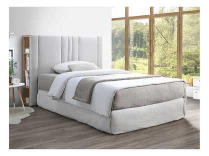 Détail du revêtement en lin d'une tête de lit 140 cm