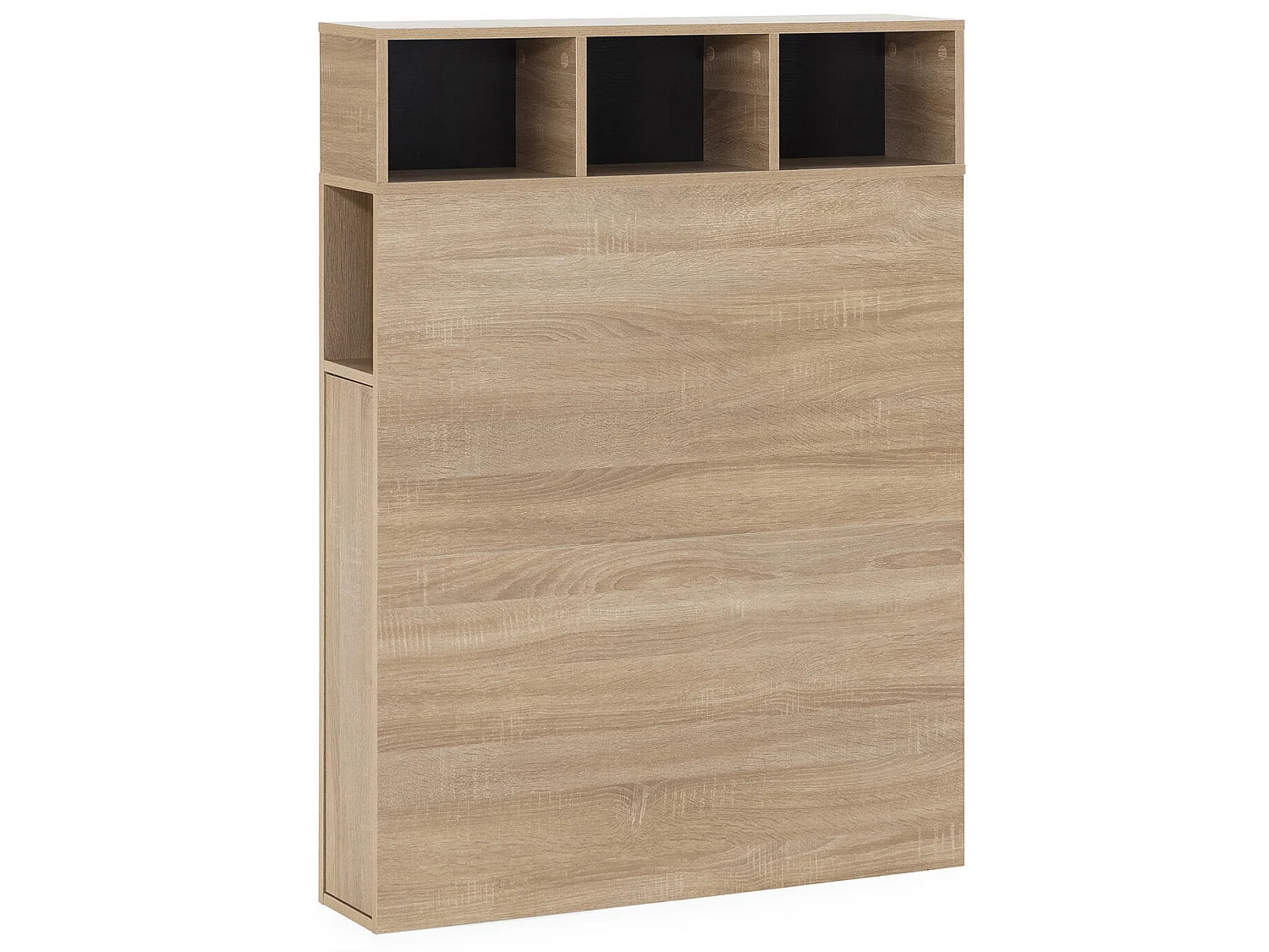 Tête de lit chêne avec niches et rangements, 95 cm