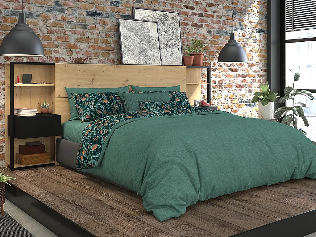 Chevet intégré d'une tête de lit 160 cm avec rangements
