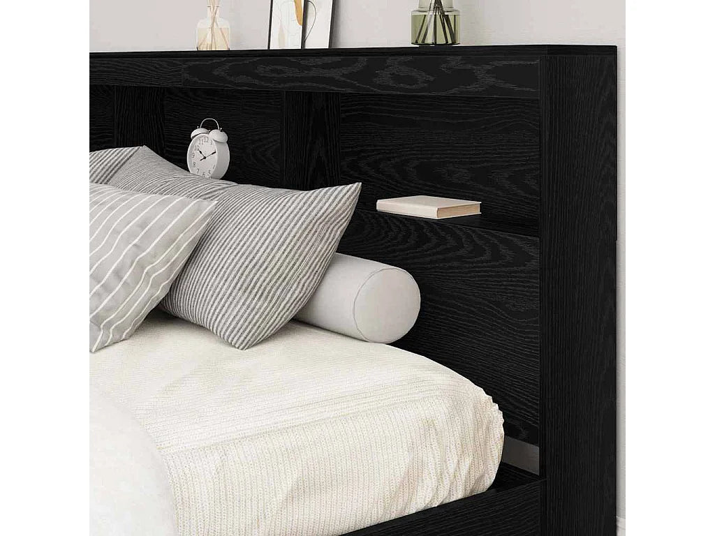 Étagères d'une tête de lit d'angle chêne noir