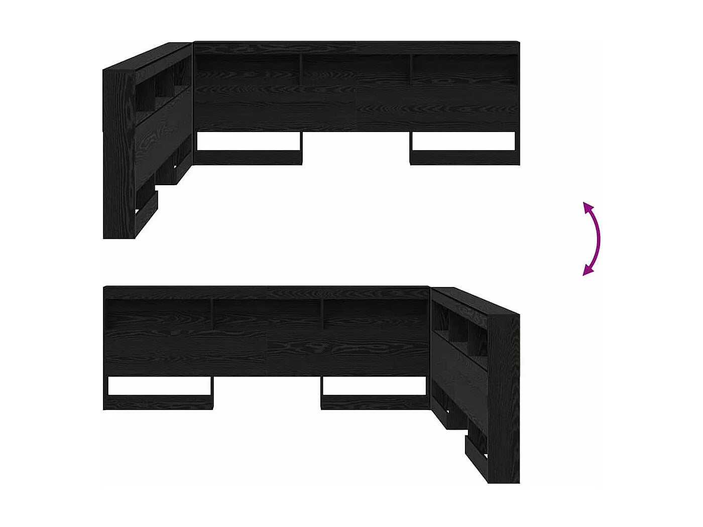 Tête de lit d'angle avec étagères, dimensions