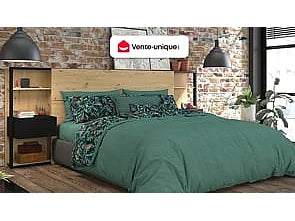 Tête de lit avec chevets et rangements, décor chêne
