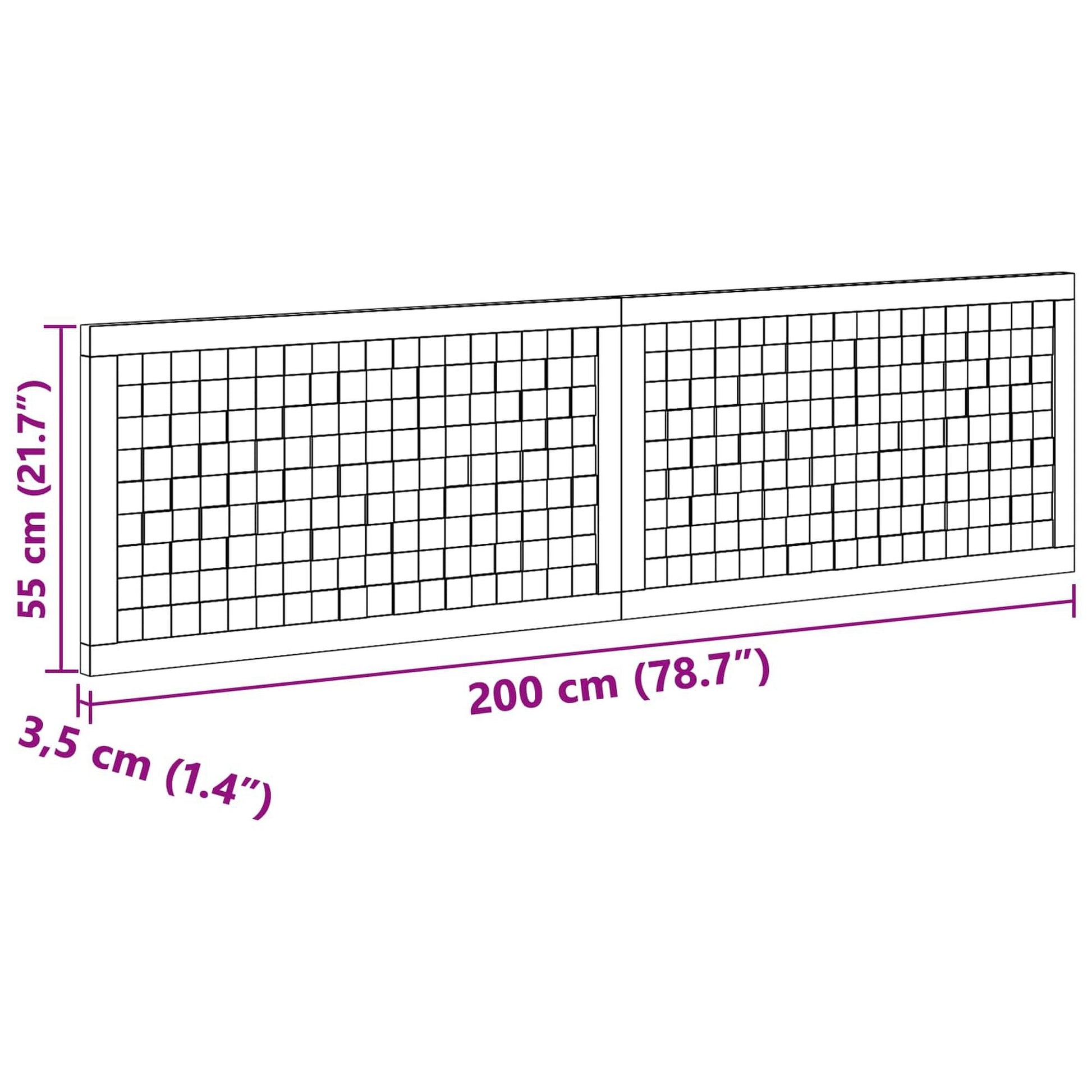Tête de lit en teck massif 200 cm, dimensions